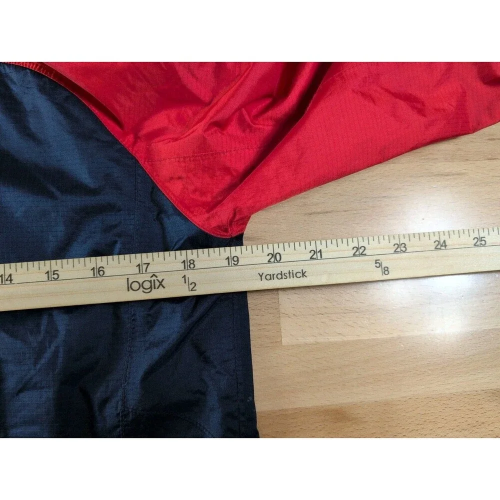 REI Jacket Boys Large 14-16 Red Blue Hooded Rain Seam Taped Waterproof Nylon